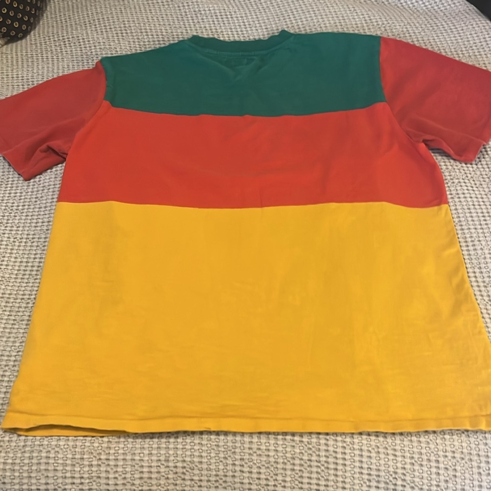 Guess J Balvin Retro Colorblock Distressed Red Green Gold Yellow Mens T Shirt L - Picture 3 of 8